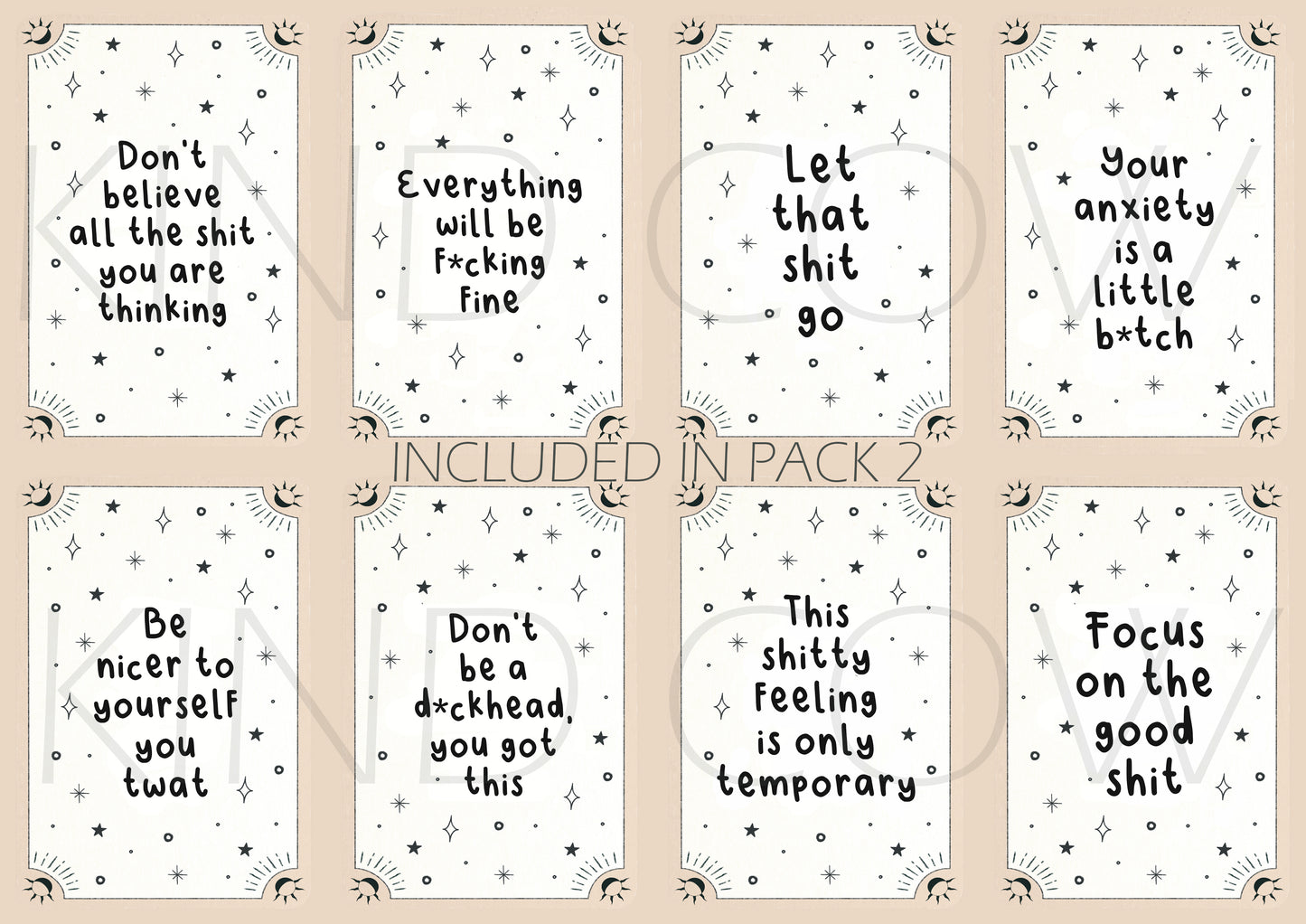 Sweary Affirmation Cards, Sarcastic Adult Humour Gift, Tarot Card Design