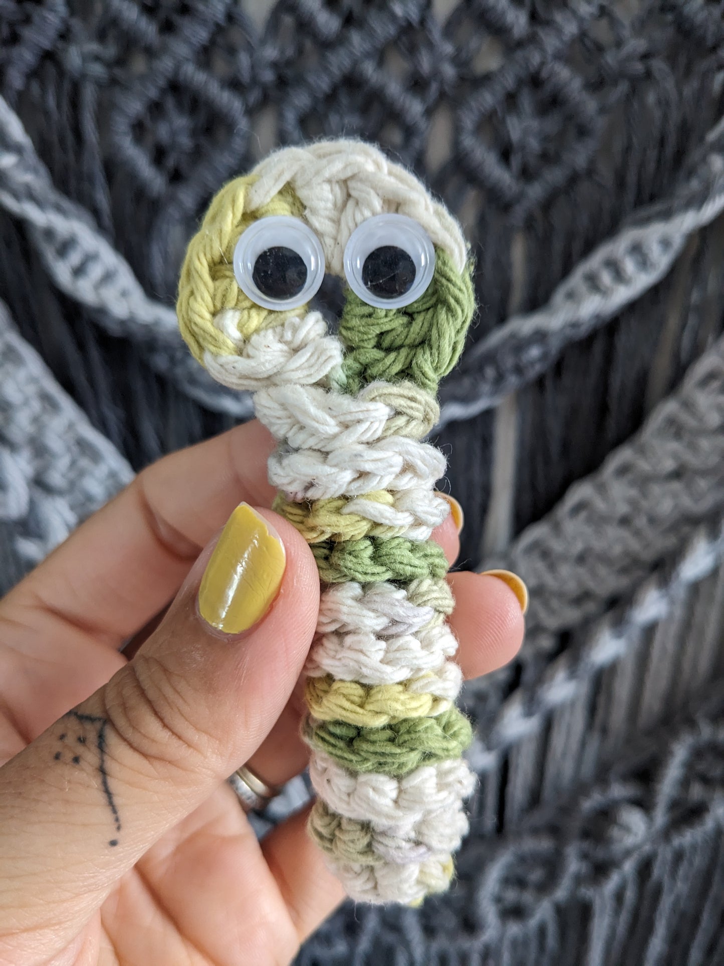 Green Worry Worm FOR ADULTS, Sweary Sarcastic cotton crochet worm