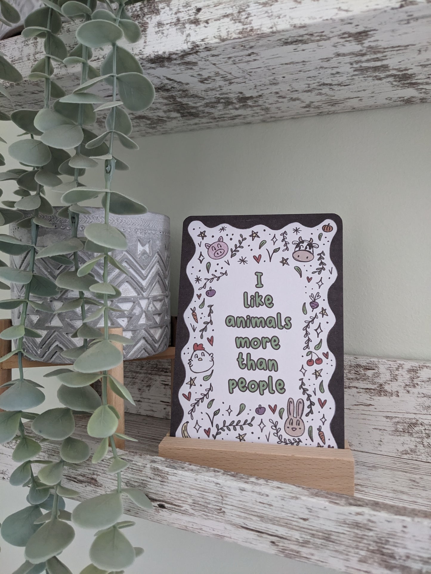 Vegan Affirmation Cards, Be kind, Animal Doodles, Vegan Home Gift