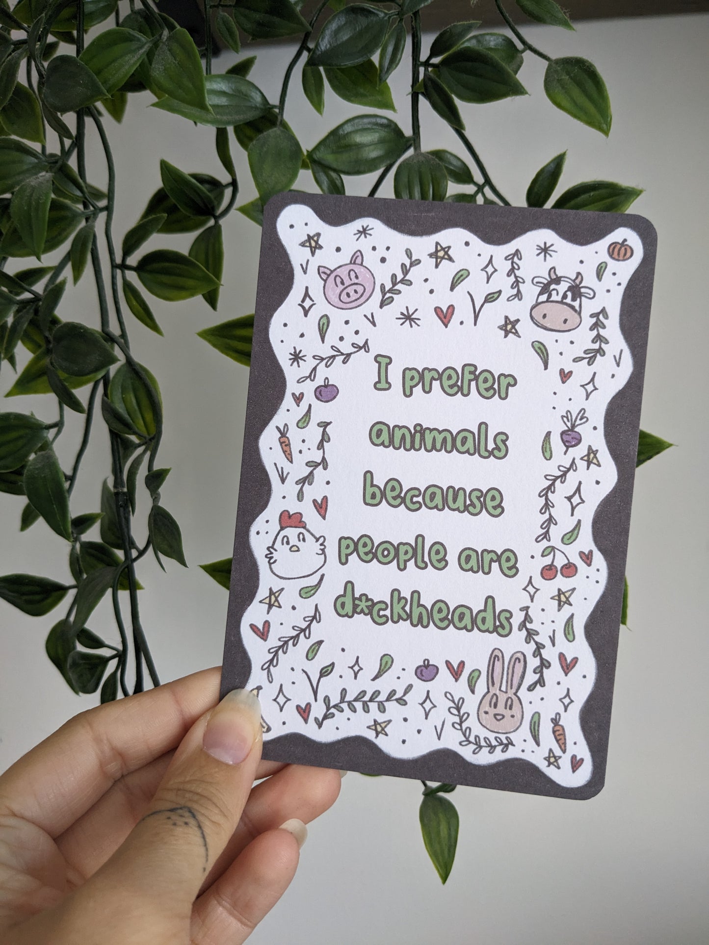 Vegan Affirmation Cards, Sweary, Animal Doodles, Vegan Home Gift