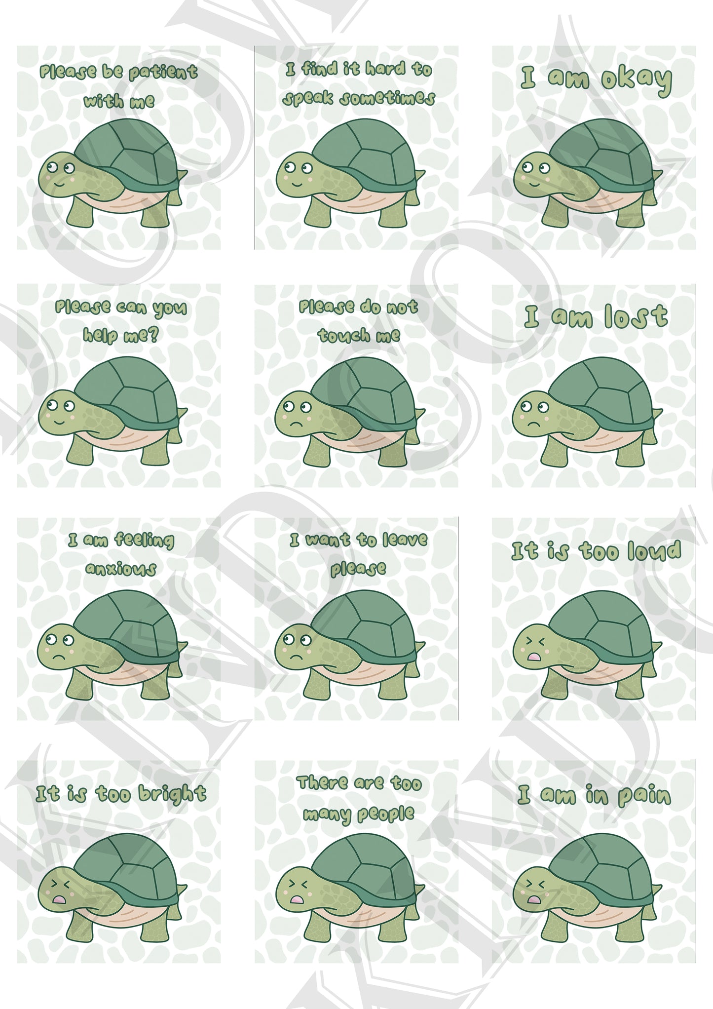 Turtle Communication Cards, ASD Non-verbal Support Keyring