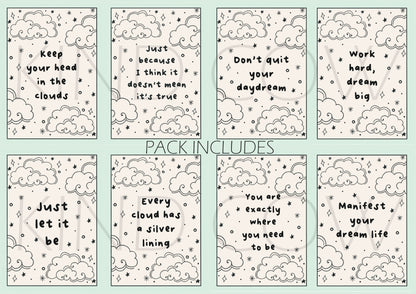 Positive Affirmation cards, Whimsical Clouds