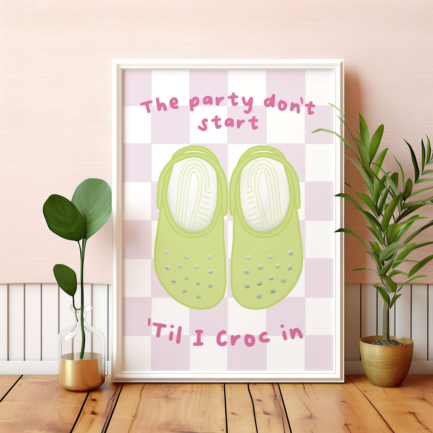 Crocs Quote, Retro style colourful print.