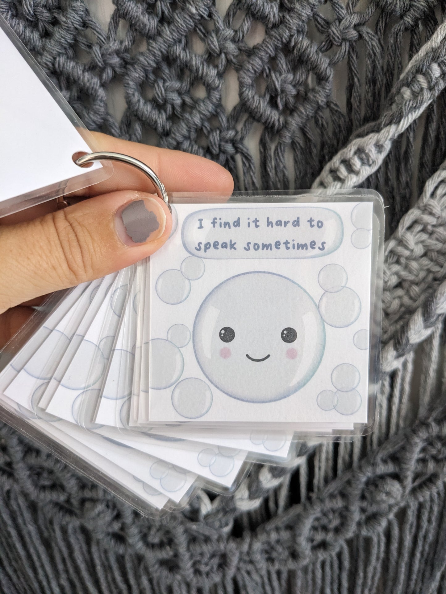 Bubble Communication Cards, ASD Non-verbal Support Keyring