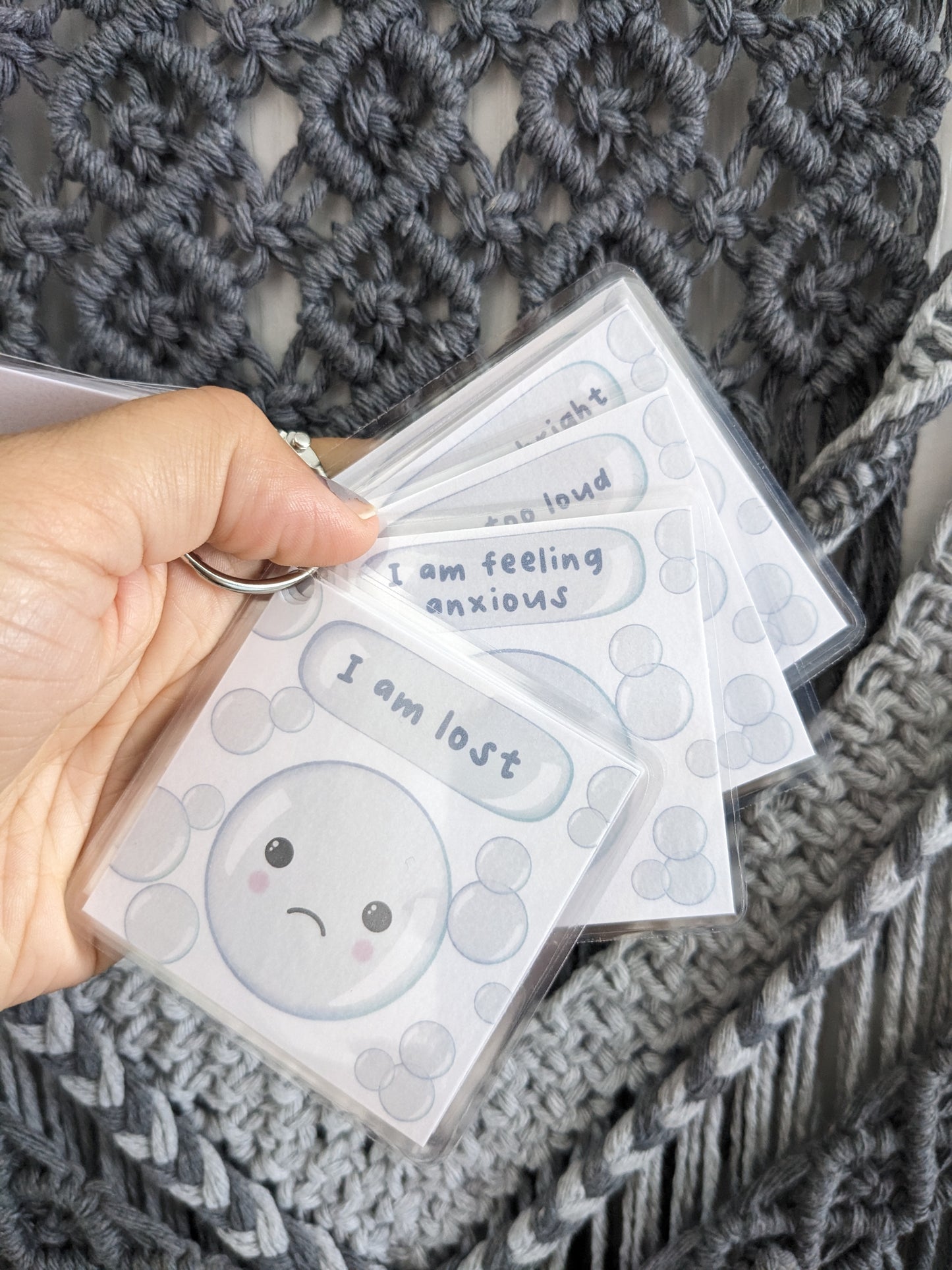 Bubble Communication Cards, ASD Non-verbal Support Keyring