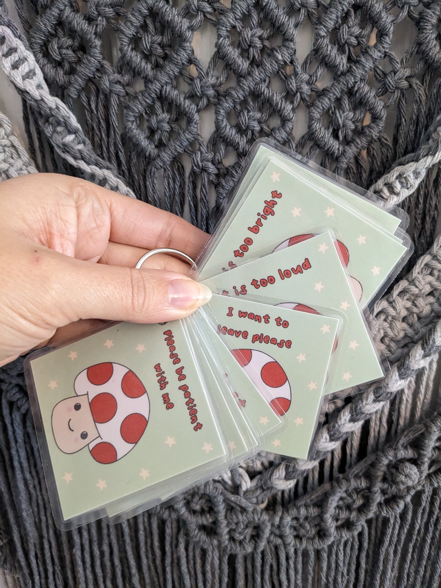 Mushroom Communication Cards, ASD Non-verbal Support Keyring