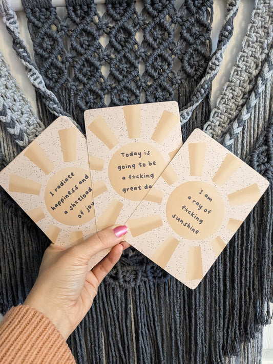 Sweary Affirmation Cards, Motivational Sunshine - Pack of 8