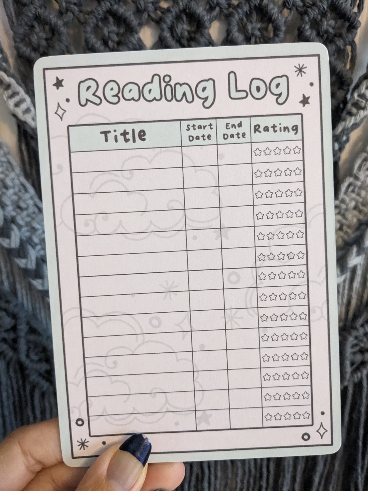 Book Tracker Bookmark - Keep Your Head In The Clouds