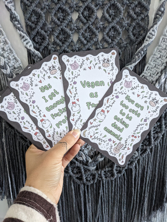 Vegan Affirmation Cards, Sweary, Animal Doodles, Vegan Home Gift