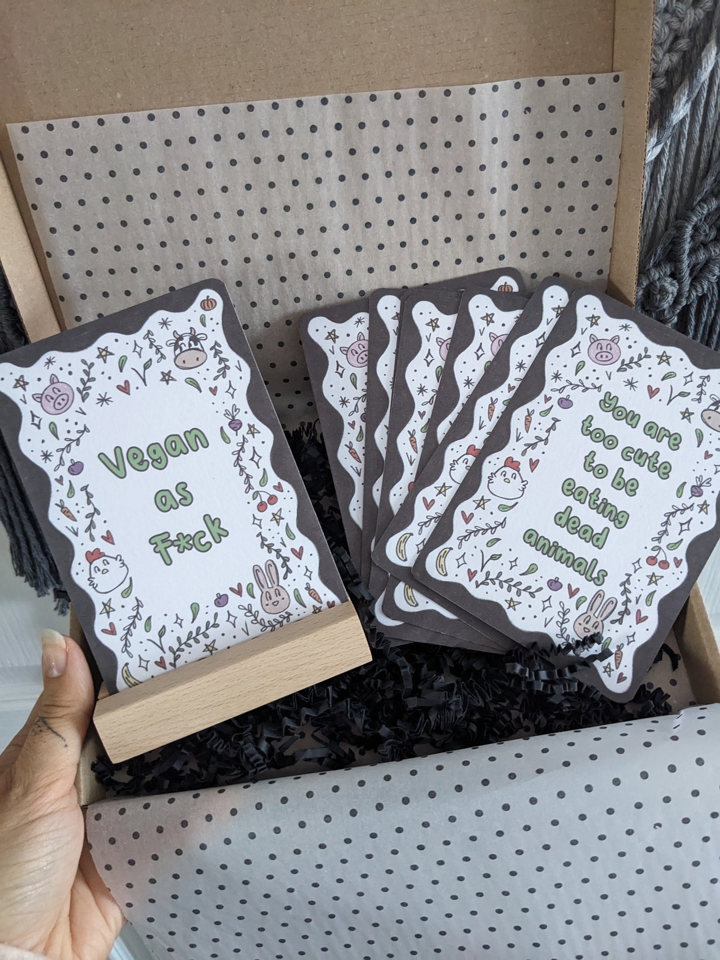 Vegan Affirmation Cards, Sweary, Animal Doodles, Vegan Home Gift